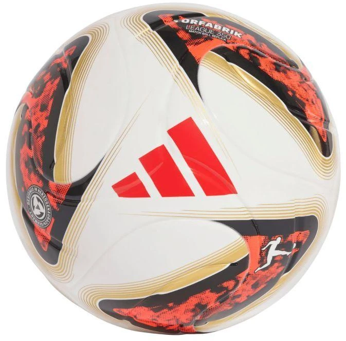 Futbolo kamuolys adidas Bundesliga 26/27 Torfabrik League J350 baltas-oranžinis-auksinis HY5058
