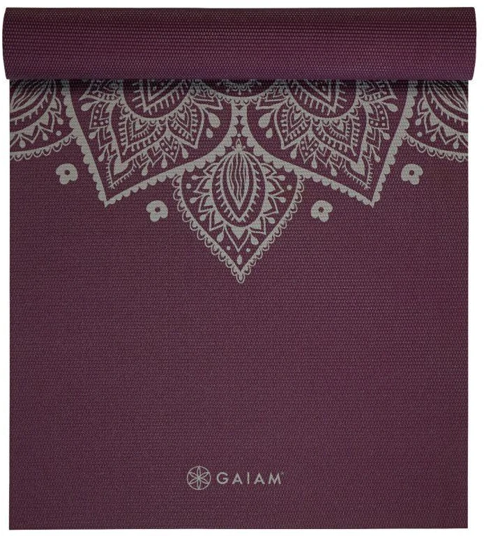 Gaiam Midnight Plum Saulės laikrodžio gėlės jogos kilimėlis, 5 mm, 65734