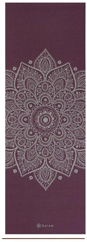 Gaiam Midnight Plum Saulės laikrodžio gėlės jogos kilimėlis, 5 mm, 65734