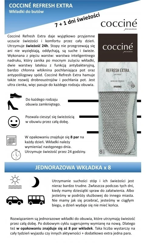 Gaivinamosios batų pagalvėlės Coccine Refresh Extra Refreshing, 8 poros