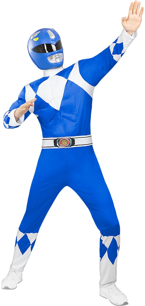 Galingojo reindžerio šalmas suaugusiesiems (juodas, mėlynas, baltas) – „Galingieji reindžeriai“ (Power Rangers)