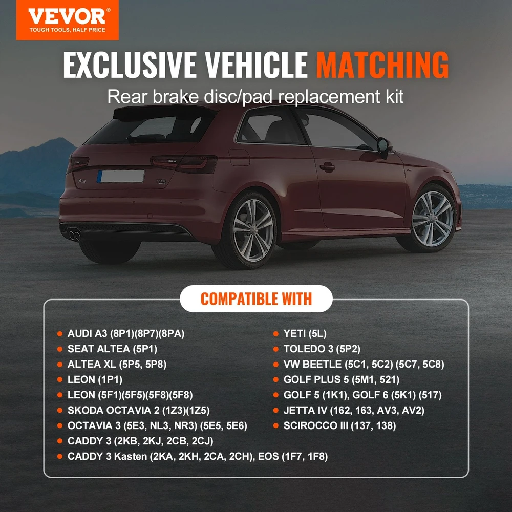 VEVOR Galinių stabdžių komplektas Audi A3 (8P)