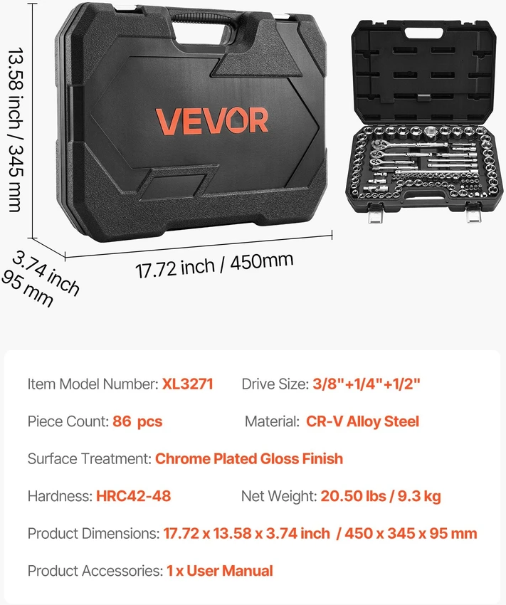 VEVOR Lizdų ir replių komplektas 86 vnt. automobiliams