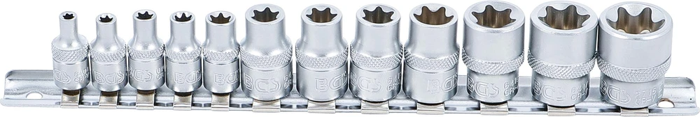 BGS GALVUČIŲ RINKINYS, E TIPO | 6,3 MM (1/4") / 10 MM (3/8") KVADRATINĖ JUNGTIS | E4–E20 | 12 VNT. (2038)