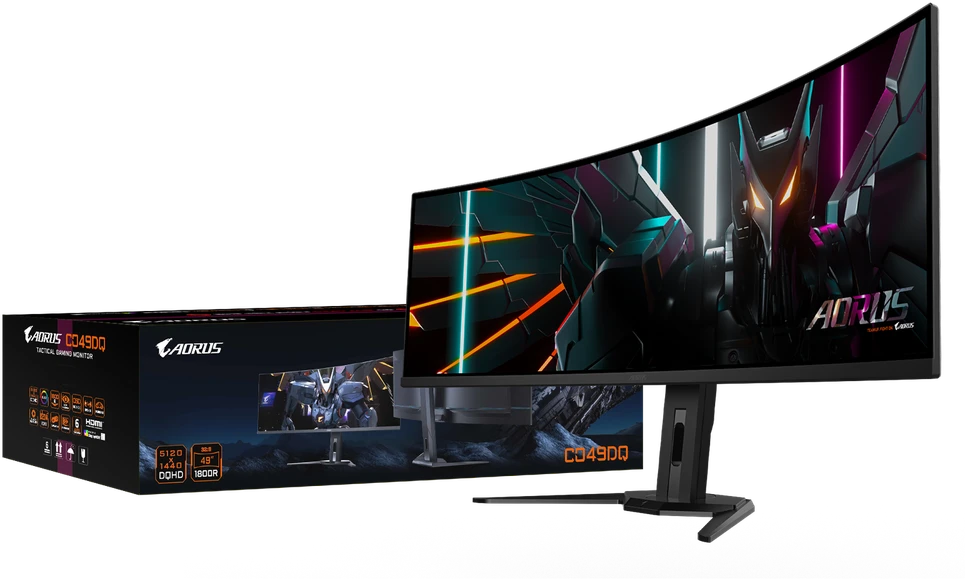 Monitorius Gigabyte | CO49DQ | 49 " | OLED | DQHD | 32:9 | 144 Hz | 3 ms | 5120 x 1440 pikselių | 250 cd/m² | HDMI jungtys quantity 2 x HDMI 2.1 | Juodas | Garantija 36 mėn.