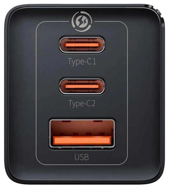 Baseus GaN5 Pro sieninis įkroviklis 2xUSB-C + USB 65W Juodas