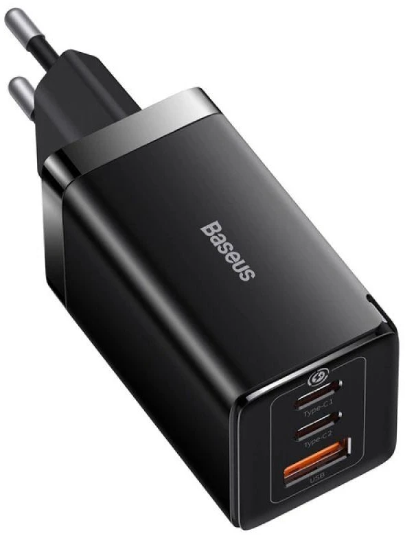 Baseus GaN5 Pro sieninis įkroviklis 2xUSB-C + USB 65W Juodas