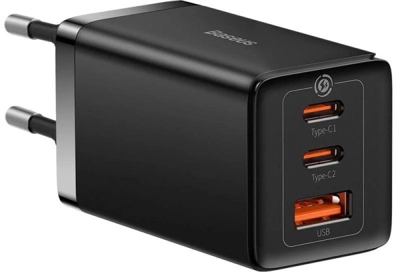 Baseus GaN5 Pro sieninis įkroviklis 2xUSB-C + USB 65W Juodas