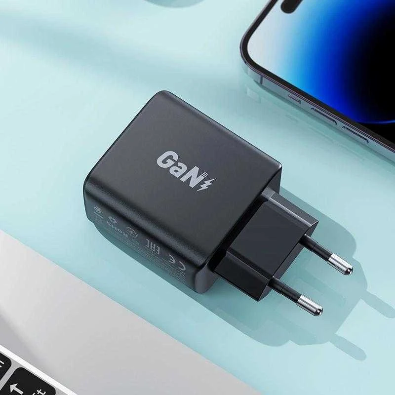 Acefast A49 sieninis įkroviklis, 2x USB-C, 35W PD (juodas)