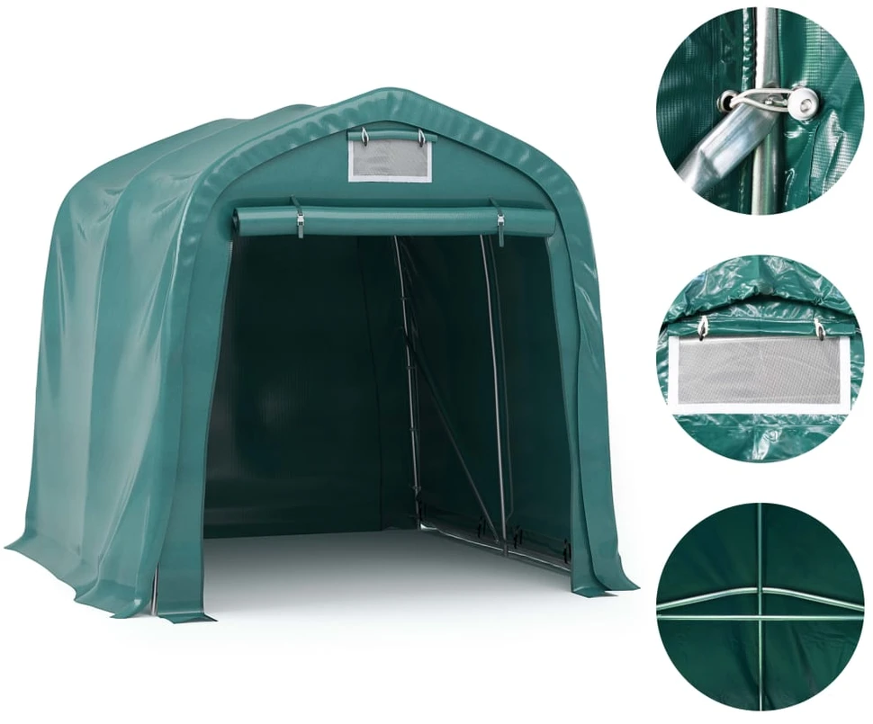 Garažas-palapinė, žalios spalvos, 1,6x2,4m, PVC (310022+310023)
