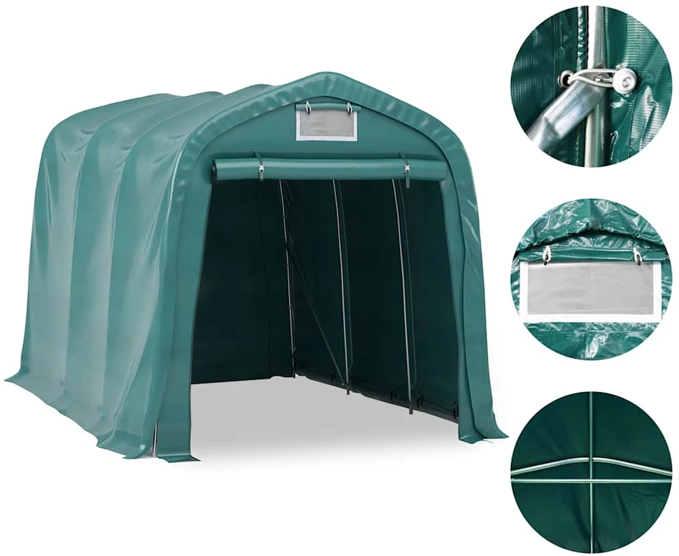 Garažas-palapinė, žalios spalvos, 2,4x3,6m, PVC (310026+310027)