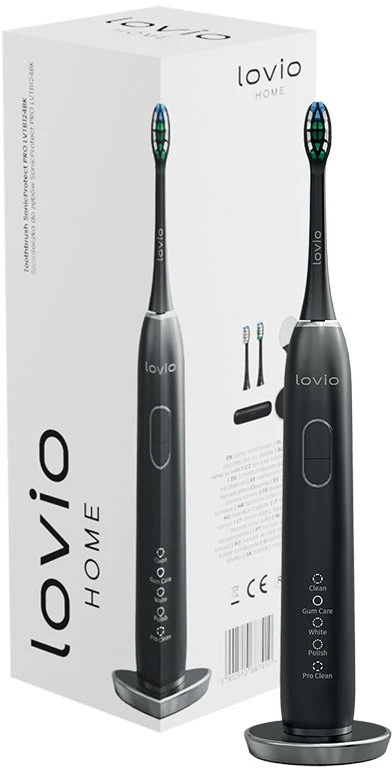 Garsinis dantų šepetėlis Lovio SonicProtect PRO, juodas