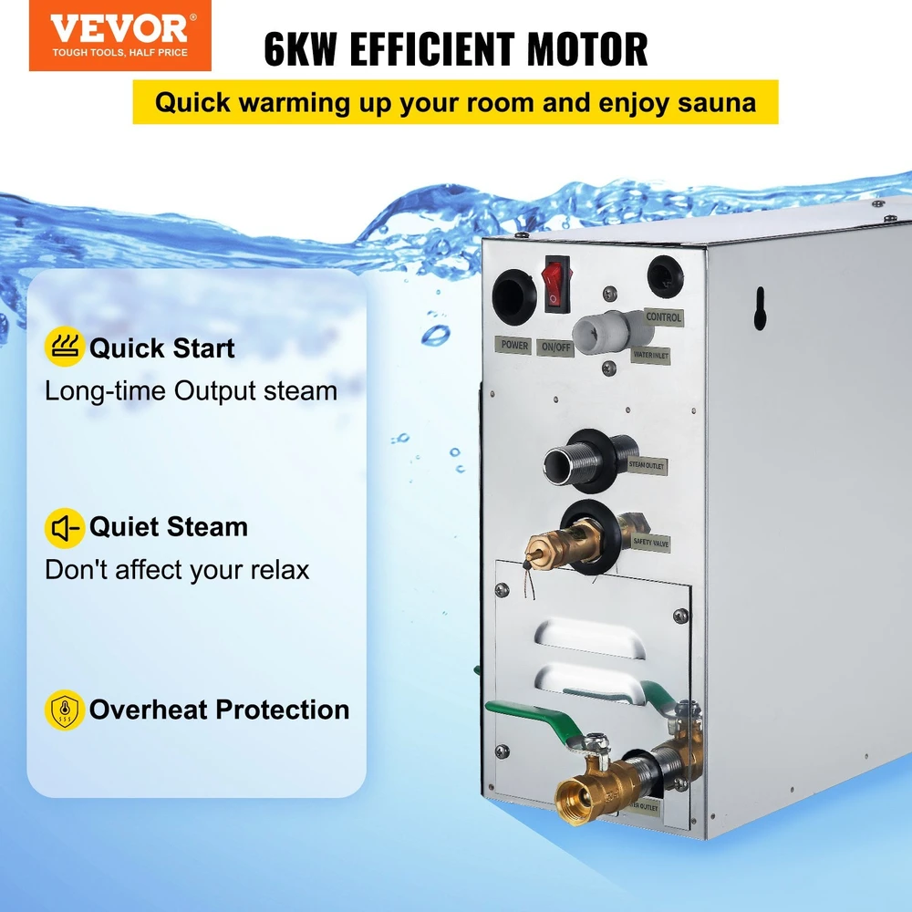 VEVOR 6 kW pirties garų generatorius su LED ekranu