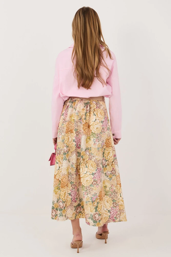 Gėlėtas moteriškas midi sijonas Italy Moda