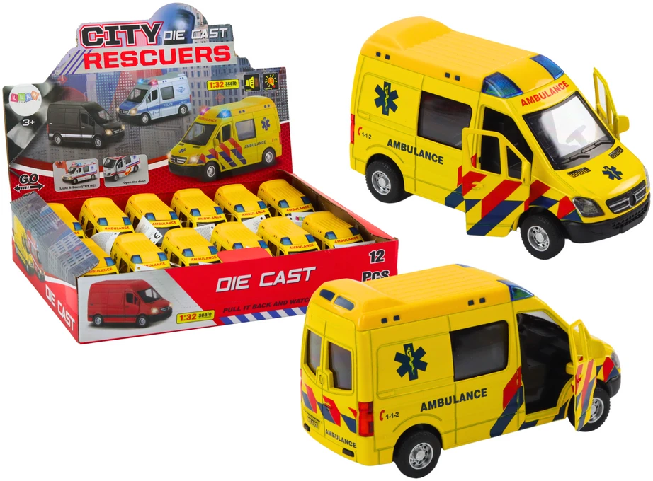 Lean Toys Geltona Greitoji Pagalba Modelis 1:32 su Šviesomis ir Garsais