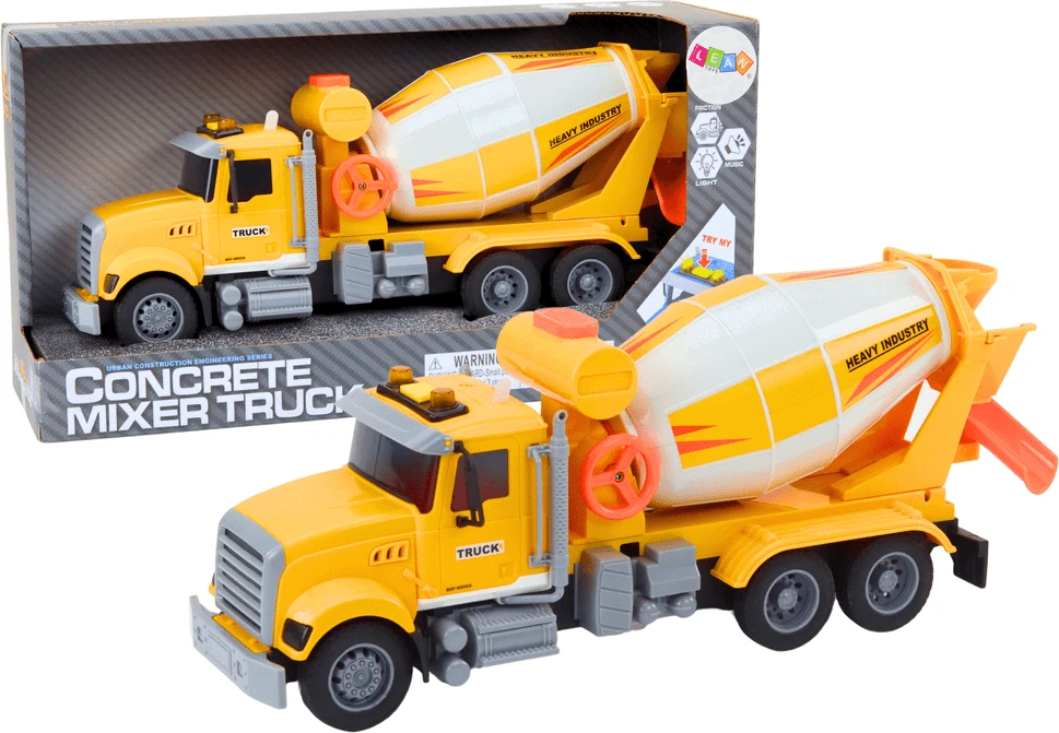 Lean Toys Geltonas betono maišytuvas su trinties pavara