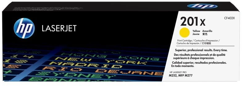 Hewlett Packard (HP) HP 201X didelės talpos geltona lazerinė tonerio kasetė, 2300 puslapių, skirta HP Color LaserJet 277, Pro M252 spausdintuvams