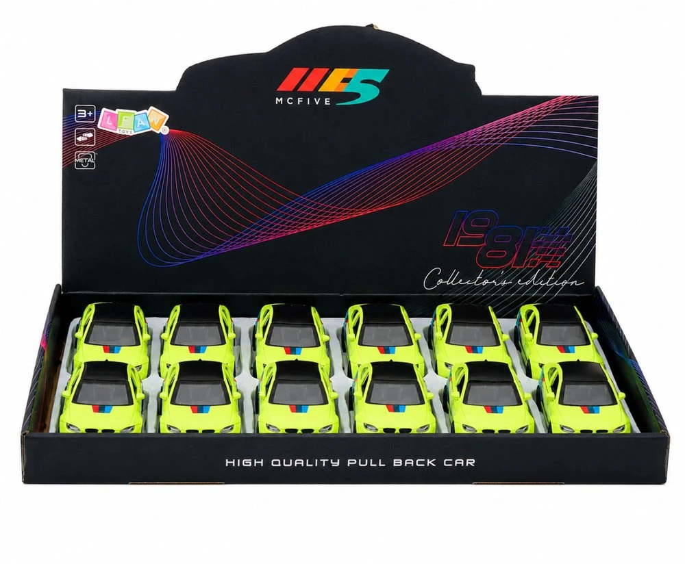 Lean Toys Žaislinis sportinis automobilis su inerciniu mechanizmu ir atidaromomis durimis, geltonas, 12,5 x 5 x 4 cm