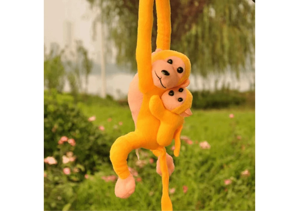 Lean Toys Pliušinis beždžioniukas su vaikučiu, 70 cm