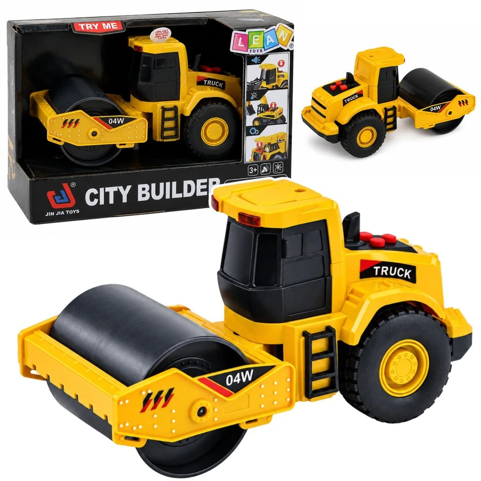 Lean Toys Žaislinis kelio volas 1:32 mastelio su šviesos ir garso efektais, geltonas ir juodas, 16 × 8 × 7 cm