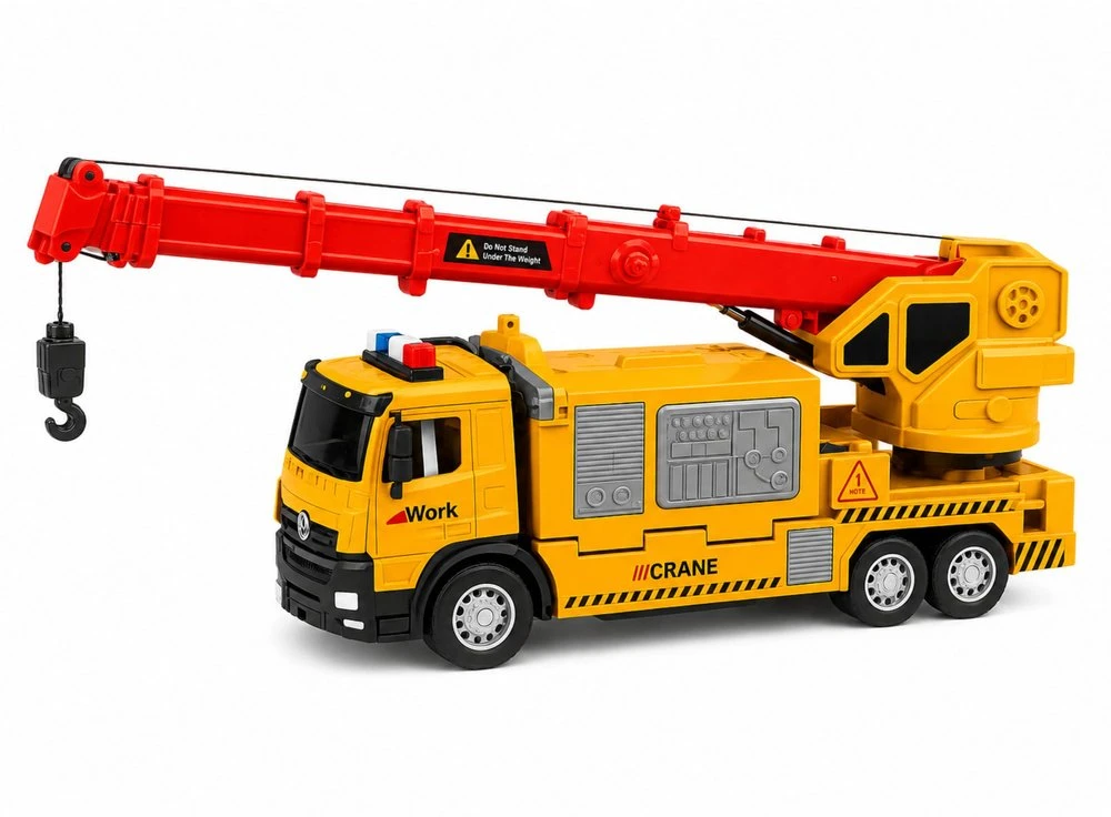 Lean Toys Sunkvežimis su kranu geltonas