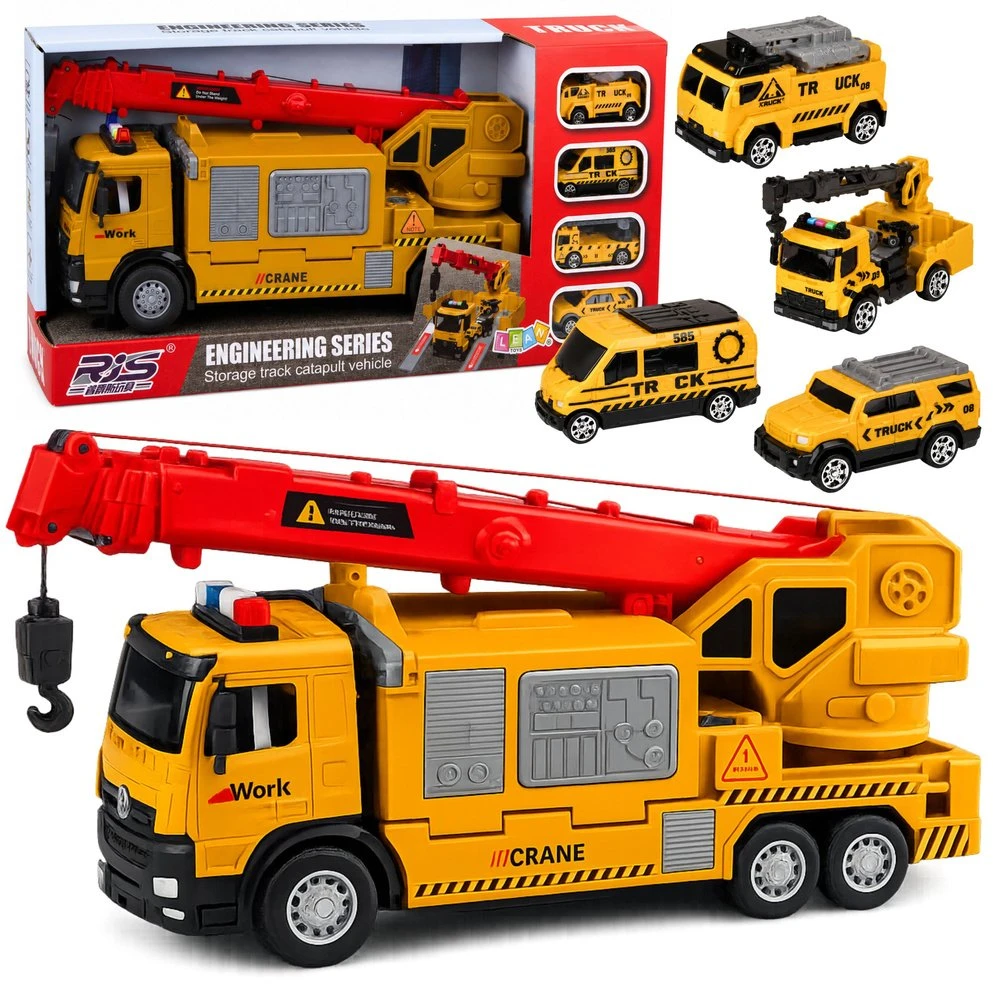 Lean Toys Sunkvežimis su kranu geltonas