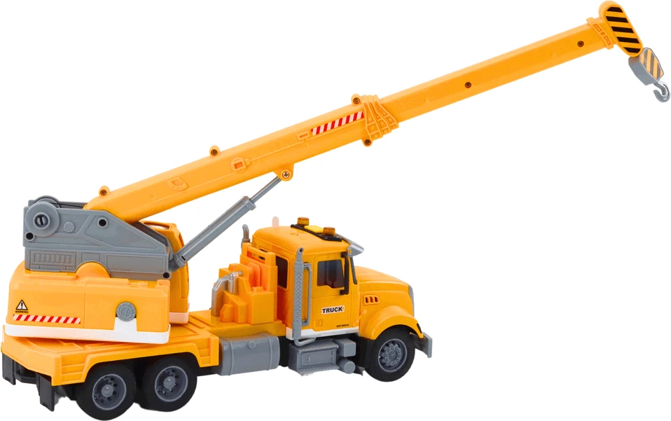 Lean Toys Geltonas sunkvežimis su kranu