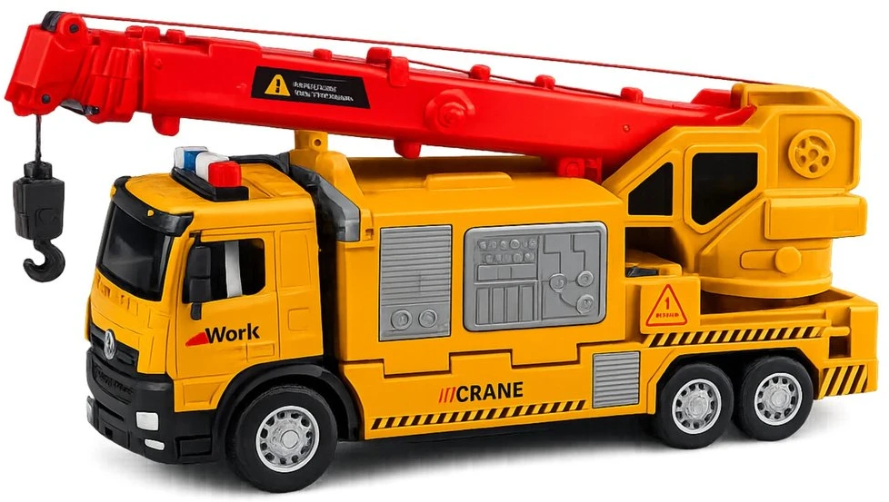 Lean Toys Sunkvežimis su kranu geltonas