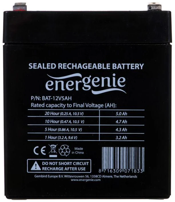 Ausinės GEMBIRD BAT-12V5AH universalus akumuliatorius (5000mAh)