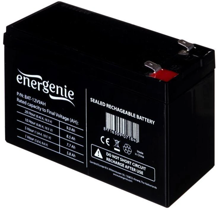 Ausinės GEMBIRD BAT-12V9AH universalus akumuliatorius (12V DC; 9000mAh)