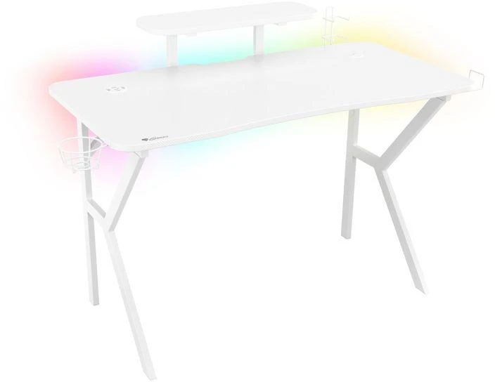 Žaidimų stalas Genesis Holm 320 RGB Gaming Desk, Baltas