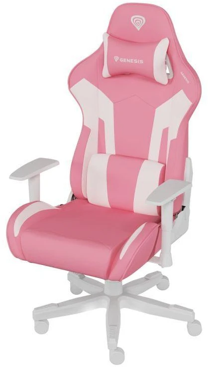 Genesis Gaming Chair Nitro 710 Atlošo apmušalų medžiaga: Eko oda, Sėdynės apmušalų medžiaga: Eko oda, Pagrindo medžiaga: Nailonas, Ratukų medžiaga: Nailonas su CareGlide danga | Rožinė/Baltas