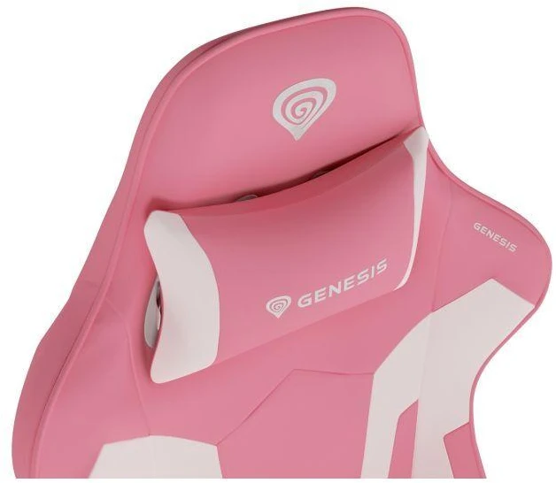 Genesis Gaming Chair Nitro 710 Atlošo apmušalų medžiaga: Eko oda, Sėdynės apmušalų medžiaga: Eko oda, Pagrindo medžiaga: Nailonas, Ratukų medžiaga: Nailonas su CareGlide danga | Rožinė/Baltas