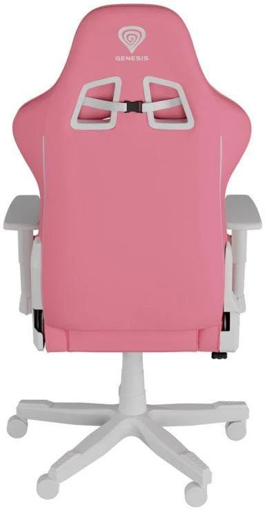 Genesis Gaming Chair Nitro 710 Atlošo apmušalų medžiaga: Eko oda, Sėdynės apmušalų medžiaga: Eko oda, Pagrindo medžiaga: Nailonas, Ratukų medžiaga: Nailonas su CareGlide danga | Rožinė/Baltas