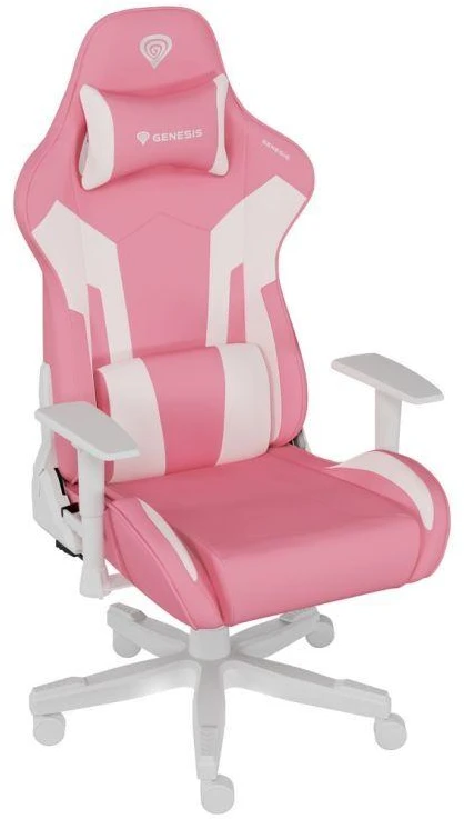 Genesis Gaming Chair Nitro 710 Atlošo apmušalų medžiaga: Eko oda, Sėdynės apmušalų medžiaga: Eko oda, Pagrindo medžiaga: Nailonas, Ratukų medžiaga: Nailonas su CareGlide danga | Rožinė/Baltas