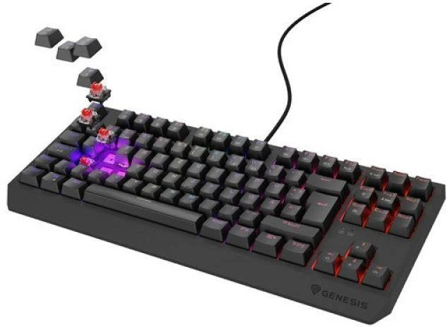 GNS ŽAIDIMŲ KLAVIATŪRA GENESIS THOR 230 TKL DE RGB MECHANINĖ OUTEMU Raudonas JUODA HOT SWAP