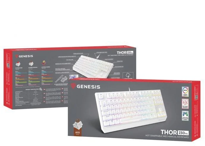 Ausinės GENESIS Thor 230 TKL USB + RF QWERTY klaviatūra