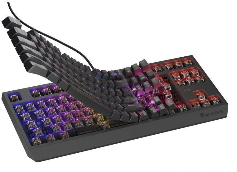 Ausinės GENESIS Thor 230 TKL žaidimų klaviatūra USB QWERTY JAV Anglų Juoda