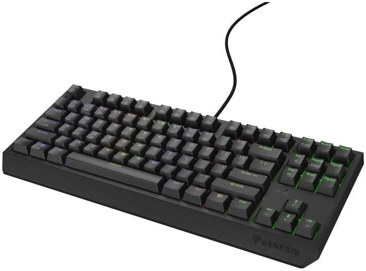 Ausinės GENESIS Thor 230 TKL žaidimų klaviatūra USB QWERTY JAV Anglų Juoda