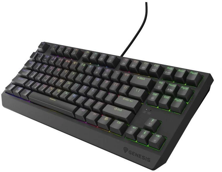 Ausinės GENESIS Thor 230 TKL žaidimų klaviatūra USB QWERTY JAV Anglų Juoda