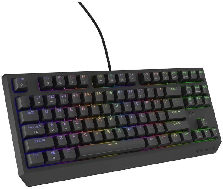 Ausinės GENESIS Thor 230 TKL žaidimų klaviatūra USB QWERTY JAV Anglų Juoda