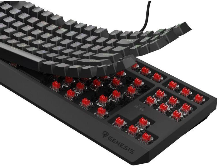 Klaviatūra žaidimams Genesis Thor 230 Outemu Raudona su laidu mechaninė su pašvietimu juoda