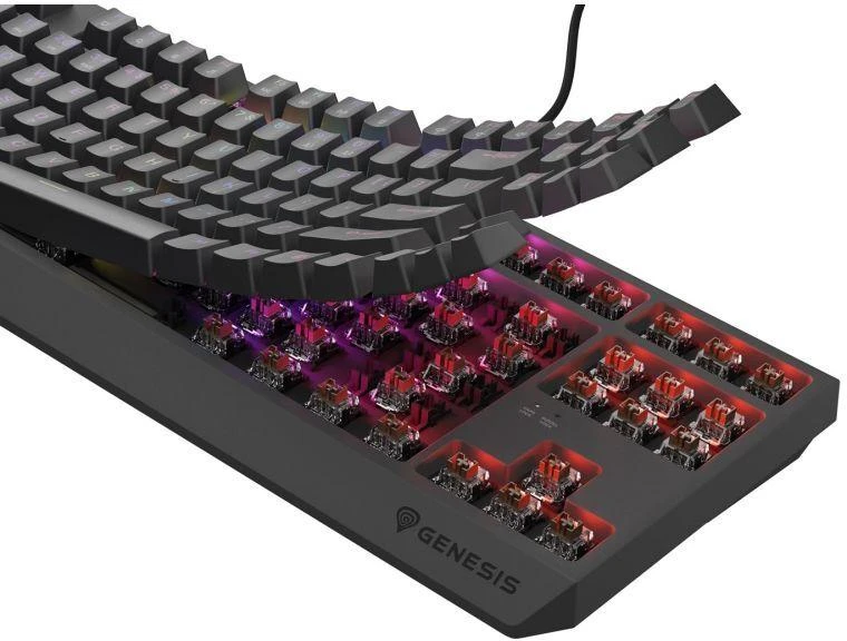 Ausinės GENESIS Thor 230 TKL žaidimų klaviatūra USB QWERTY JAV Anglų Juoda