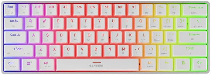 Genesis Klaviatūra žaidimams Thor 660 G2 Gateron Brown belaidė mechaninė su pašvietimu balta