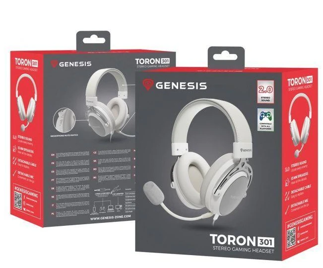 Genesis | Ausinės Žaidimams | Toron 301 | su laidu | Over-Ear | Mikrofonas | Baltas