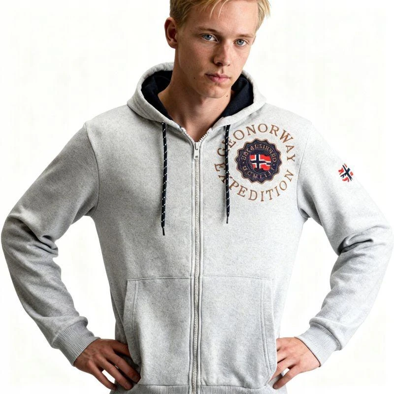 Geographical Norway Geganto Blended DB 100 M džemperis WZ3027H/GN-Blended pilkas