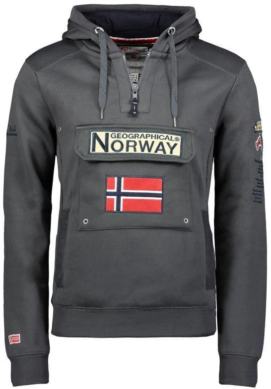 Vyriškas džemperis su gobtuvu Geographical Norway Gymclass, tamsiai pilkas