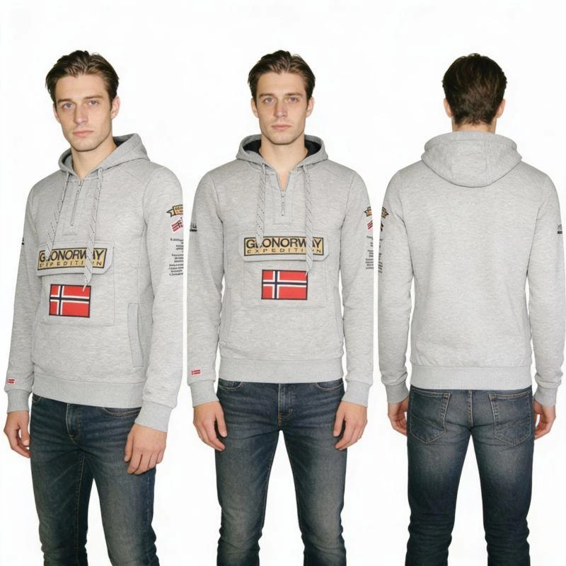 Geographical Norway Gymclass EO DB 100 M džemperis WU6620H/GNO – pilka melanža