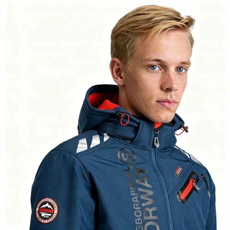 Geographical Norway ROYAUTE DB Tamsiai Mėlyna Raudona Vyriška Softshell striukė 068 (WY2001H/GN/Navy / Raudona)