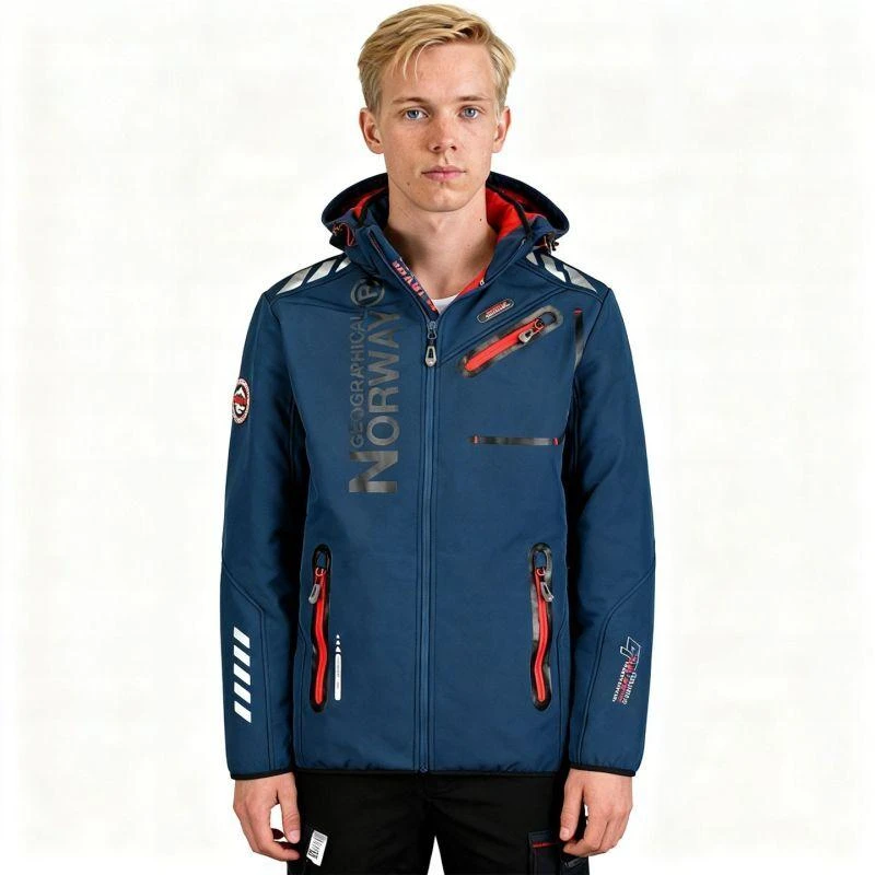 Geographical Norway ROYAUTE DB Tamsiai Mėlyna Raudona Vyriška Softshell striukė 068 (WY2001H/GN/Navy / Raudona)